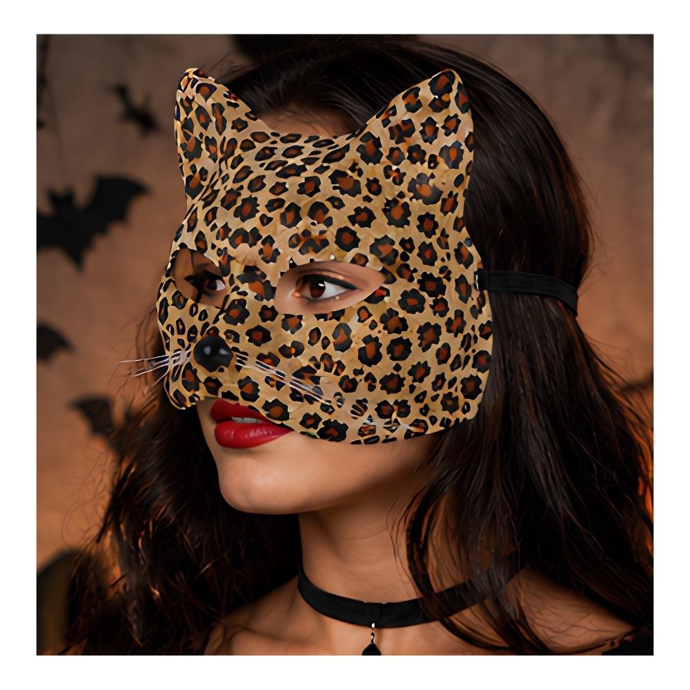 MÁSCARA ANTIFAZ DE GATO LEOPARDO PARA DISFRAZ - ACCESORIO HALLOWEEN Y FIESTAS - 4