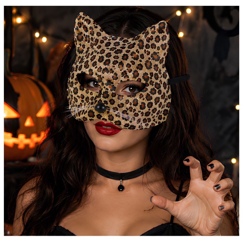 MÁSCARA ANTIFAZ DE GATO LEOPARDO PARA DISFRAZ - ACCESORIO HALLOWEEN Y FIESTAS - 6
