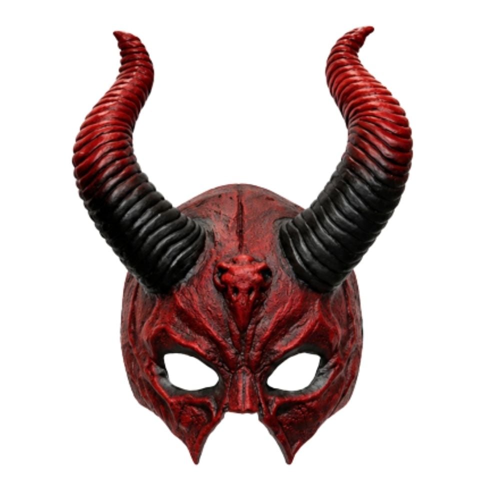 MÁSCARA ANTIFAZ DEMONIO CON CUERNOS ROJOS PARA HALLOWEEN FIESTA COSPLAY - 1