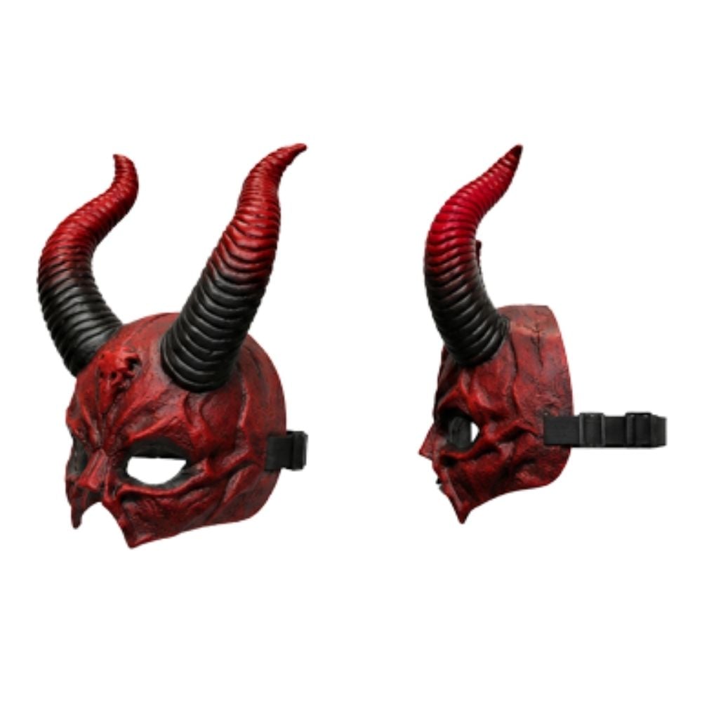 MÁSCARA ANTIFAZ DEMONIO CON CUERNOS ROJOS PARA HALLOWEEN FIESTA COSPLAY - 3