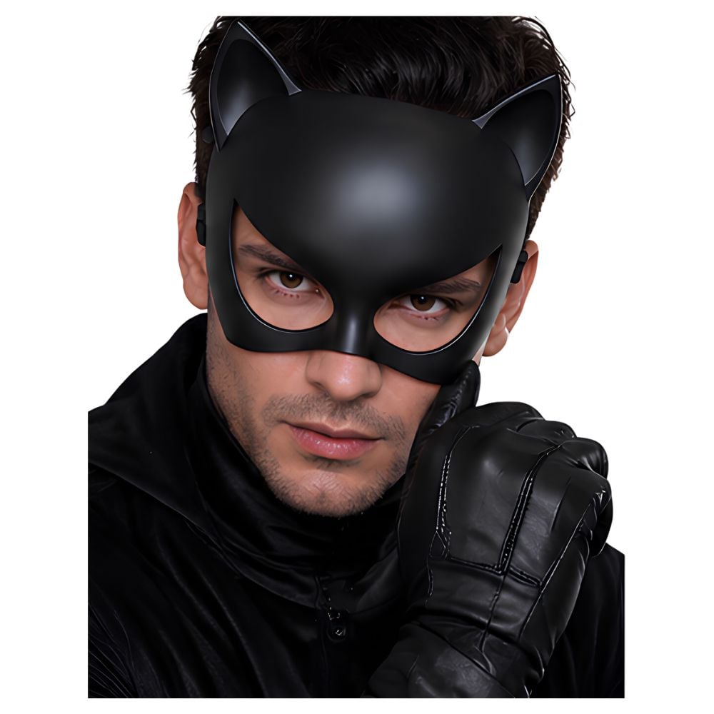 ANTIFAZ MÁSCARA GATO NEGRA CON OREJAS ADULTO HALLOWEEN COSPLAY FESTIVAL - 3