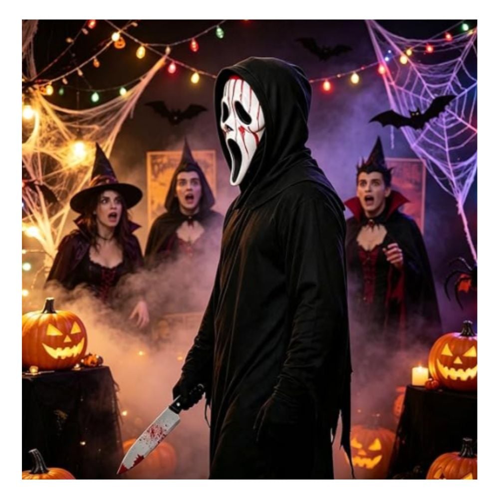 MÁSCARA DE LÁTEX SCREAM CON ACCCESORIO HALLOWEEN FIESTA COSPLAY - 3