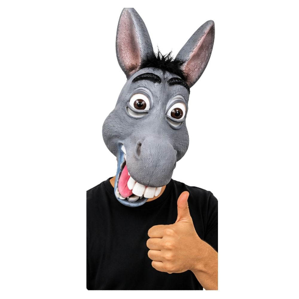 MÁSCARA DE LÁTEX BURRO CON OREJAS GRIS HALLOWEEN FIESTA COSPLAY - 5