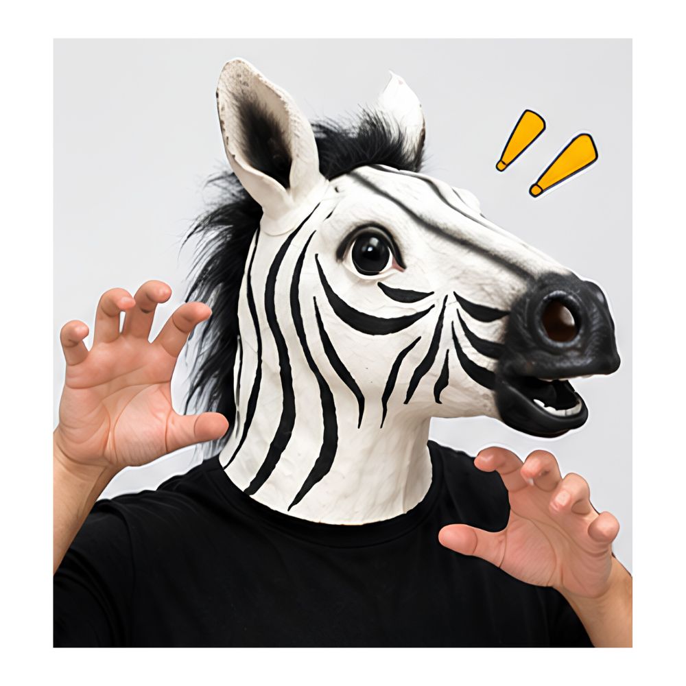 MÁSCARA DE LÁTEX ZEBRA COSPLAY HALLOWEEN FIESTA - 5