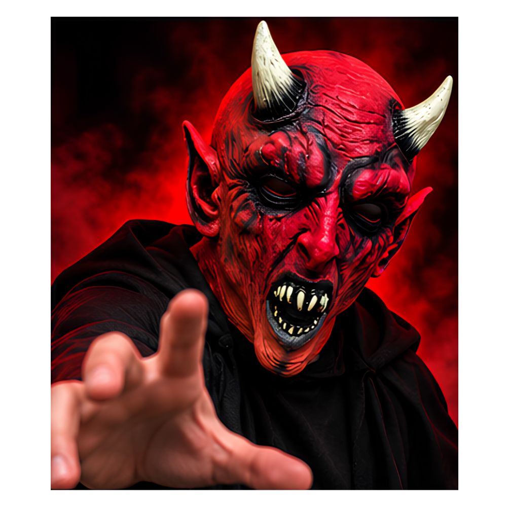 MÁSCARA DE LÁTEX DIABLO ROJO HALLOWEEN COSPLAY FIESTAS - 4