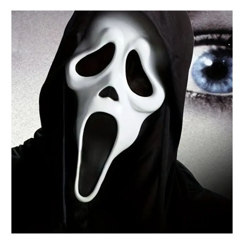 MÁSCARA DE LÁTEX SCREAM CLÁSICO CON ACCCESORIO HALLOWEEN FIESTA COSPLAY - 4