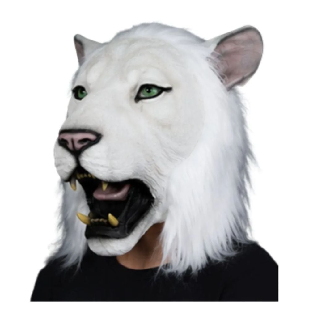MÁSCARA DE LÁTEX LEÒN BLANCO REY DE LA SELVA COSPLAY HALLOWEEN - 3