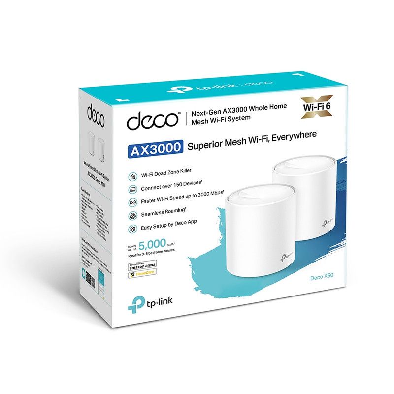 SISTEMA MESH TP-LINK WI-FI INTELIGENTE DOBLE BANDA AX3000 DECO X60 2-PACK - 4