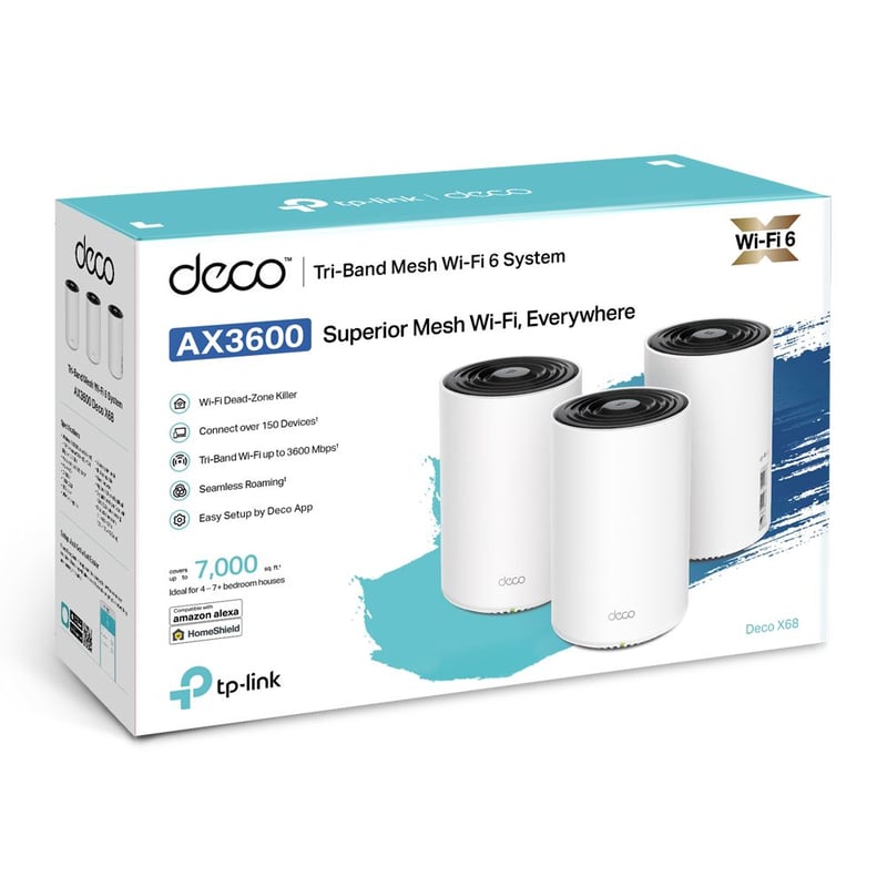 SISTEMA MESH TP-LINK WIFI INTELIGENTE TRIPLE BANDA AX3600 DECO X68 3-PACK - 5