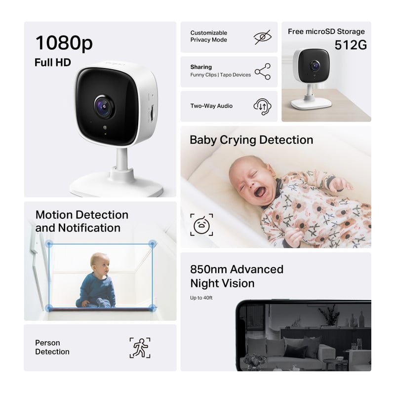 CÁMARA SEGURIDAD TP-LINK TAPO C100 CASA WI FI 128 GB - 5