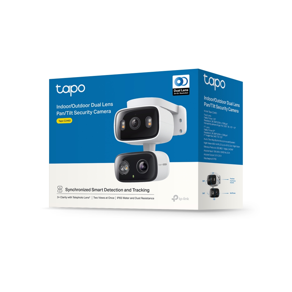 CÁMARA DE SEGURIDAD WI-FI TP-LINK TAPO C246D DOBLE LENTE 2K 3MP PANTILT - 8
