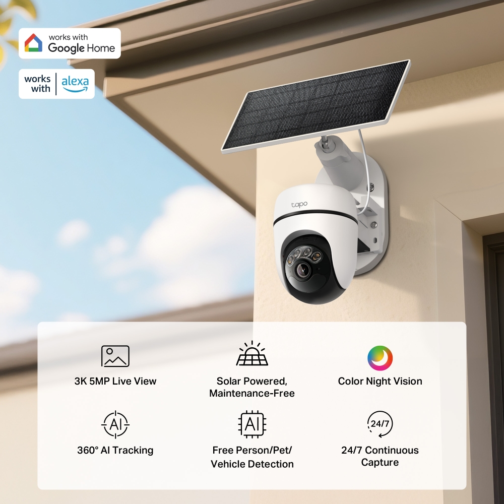 KIT CÁMARA DE SEGURIDAD SOLAR GIRATORIA WI-FI TP-LINK TAPO C630 KIT 3K 5MP - 5