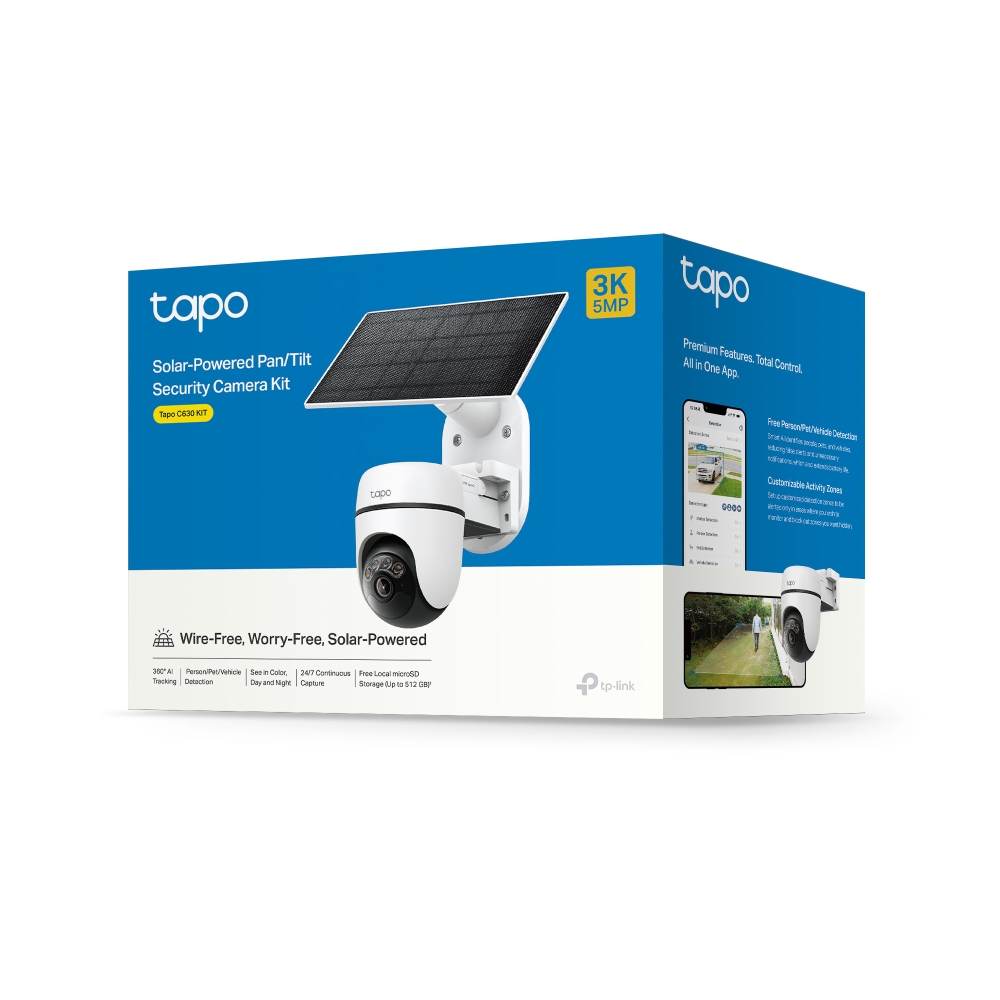 KIT CÁMARA DE SEGURIDAD SOLAR GIRATORIA WI-FI TP-LINK TAPO C630 KIT 3K 5MP - 9