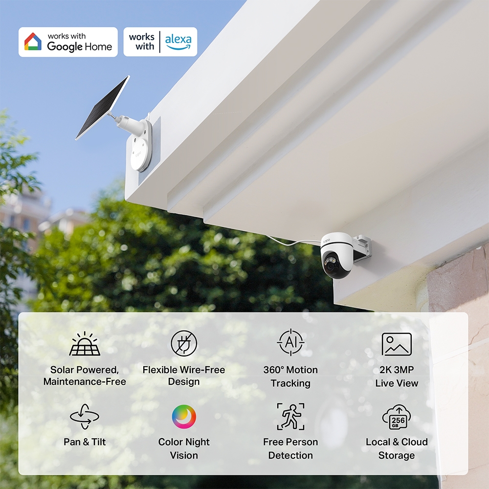 KIT CÁMARA DE SEGURIDAD SOLAR GIRATORIA WI-FI TP-LINK TAPO C610 KIT 2K 3MP - 6