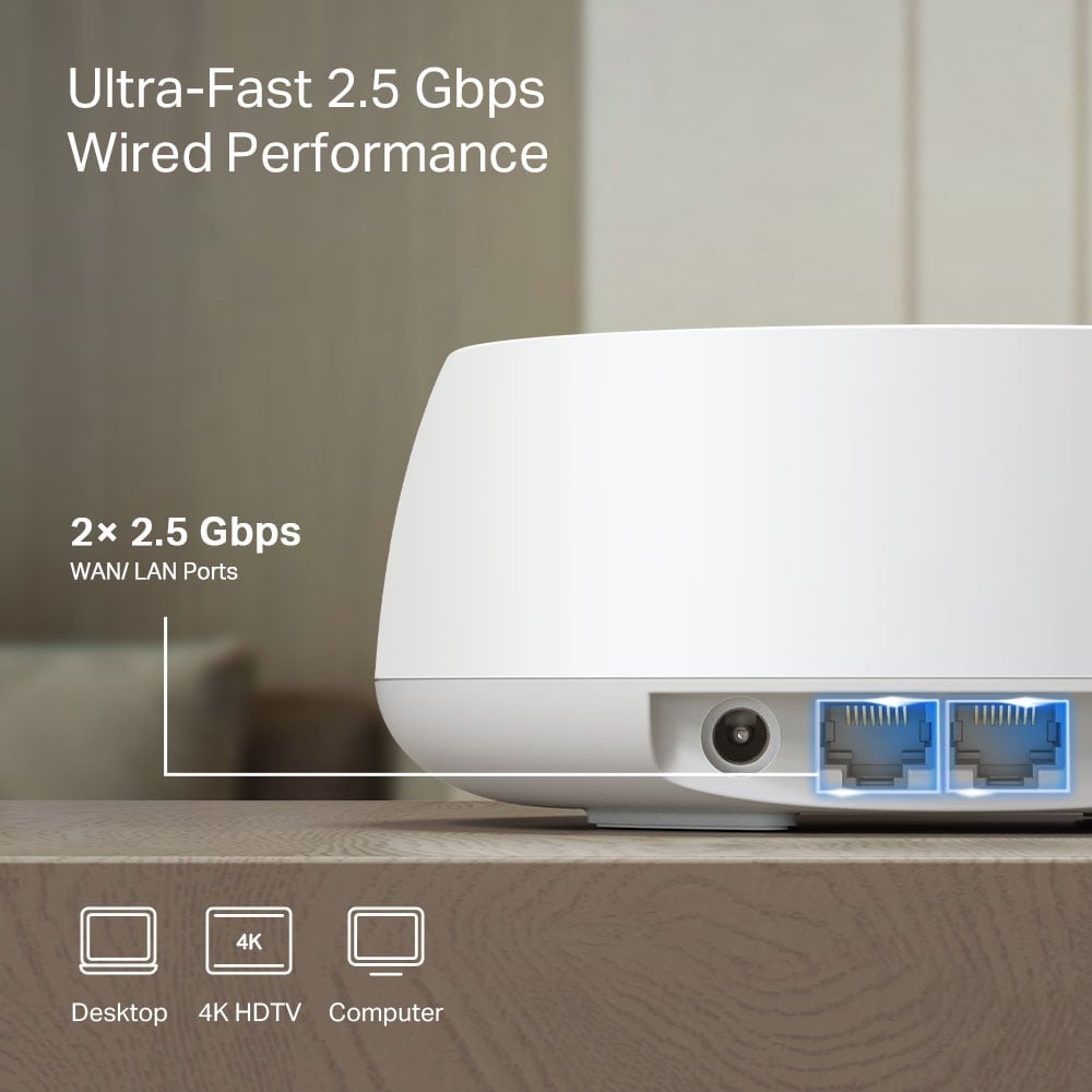 TP-LINK DECO BE25 (2-PACK) SISTEMA MESH WI-FI 7 BE5000 DOBLE BANDA PUERTOS 2.5G - 5