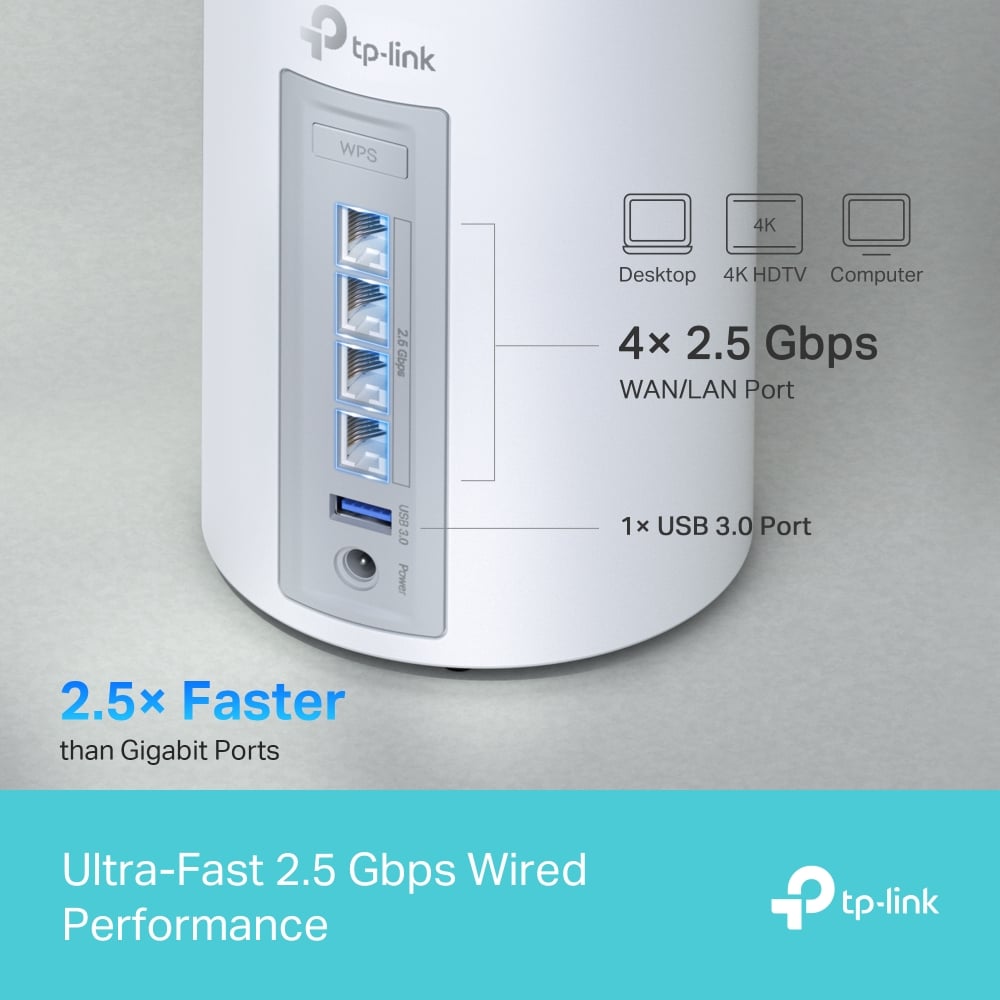 TP-LINK DECO BE65 (3-PACK) SISTEMA MESH WI-FI 7 BE11000 TRIPLE BANDA 2.5G - 6