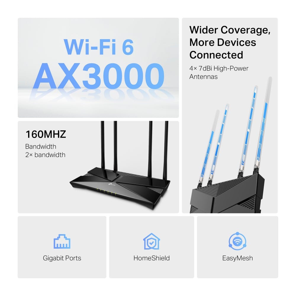 TP-LINK ARCHER AX53HP ROUTER WI-FI 6 ALTA POTENCIA AX3000 ROMPEMUROS GIGABIT - 4