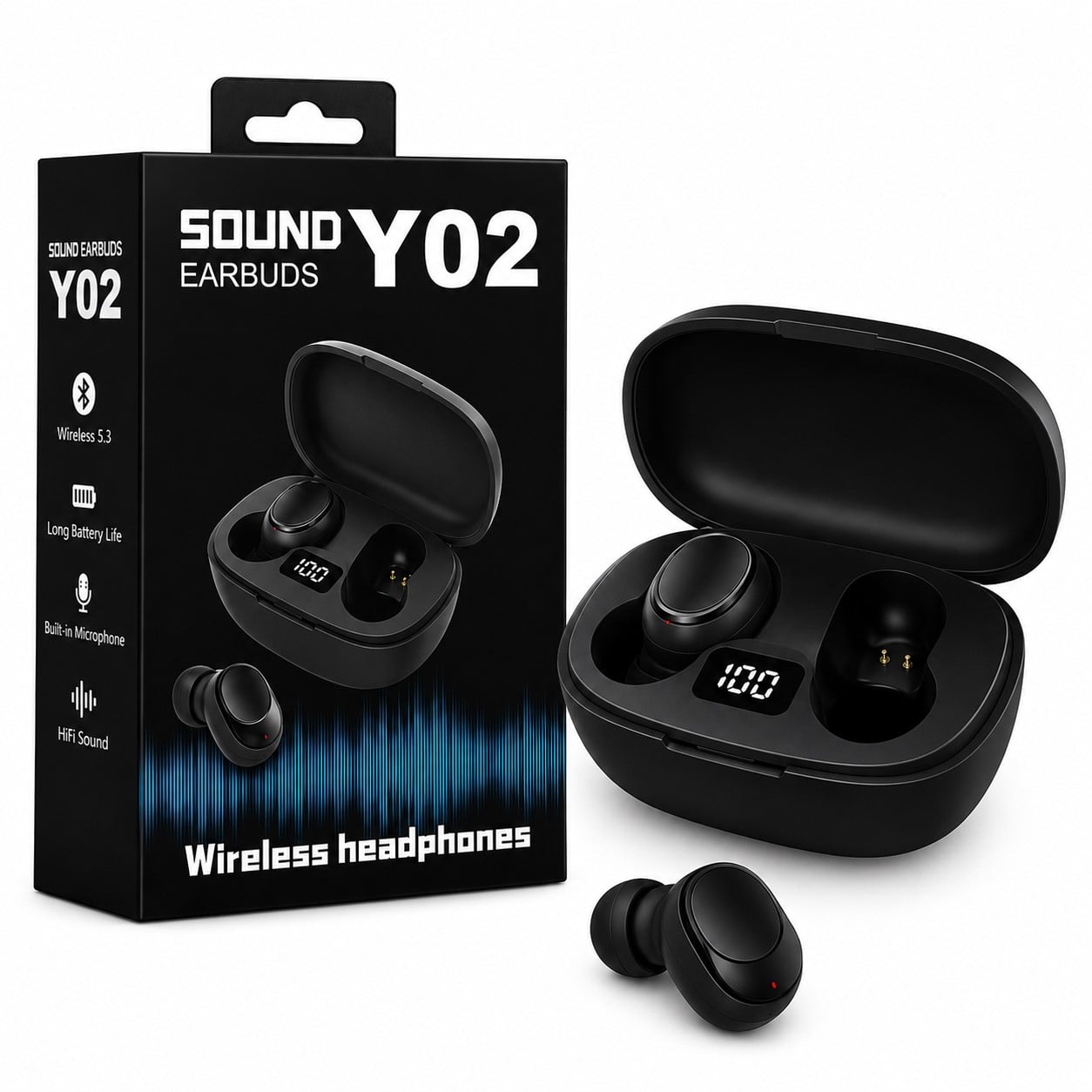 AUDIFONOS BLUETOOTH Y02CON PANTALLA LED - 1