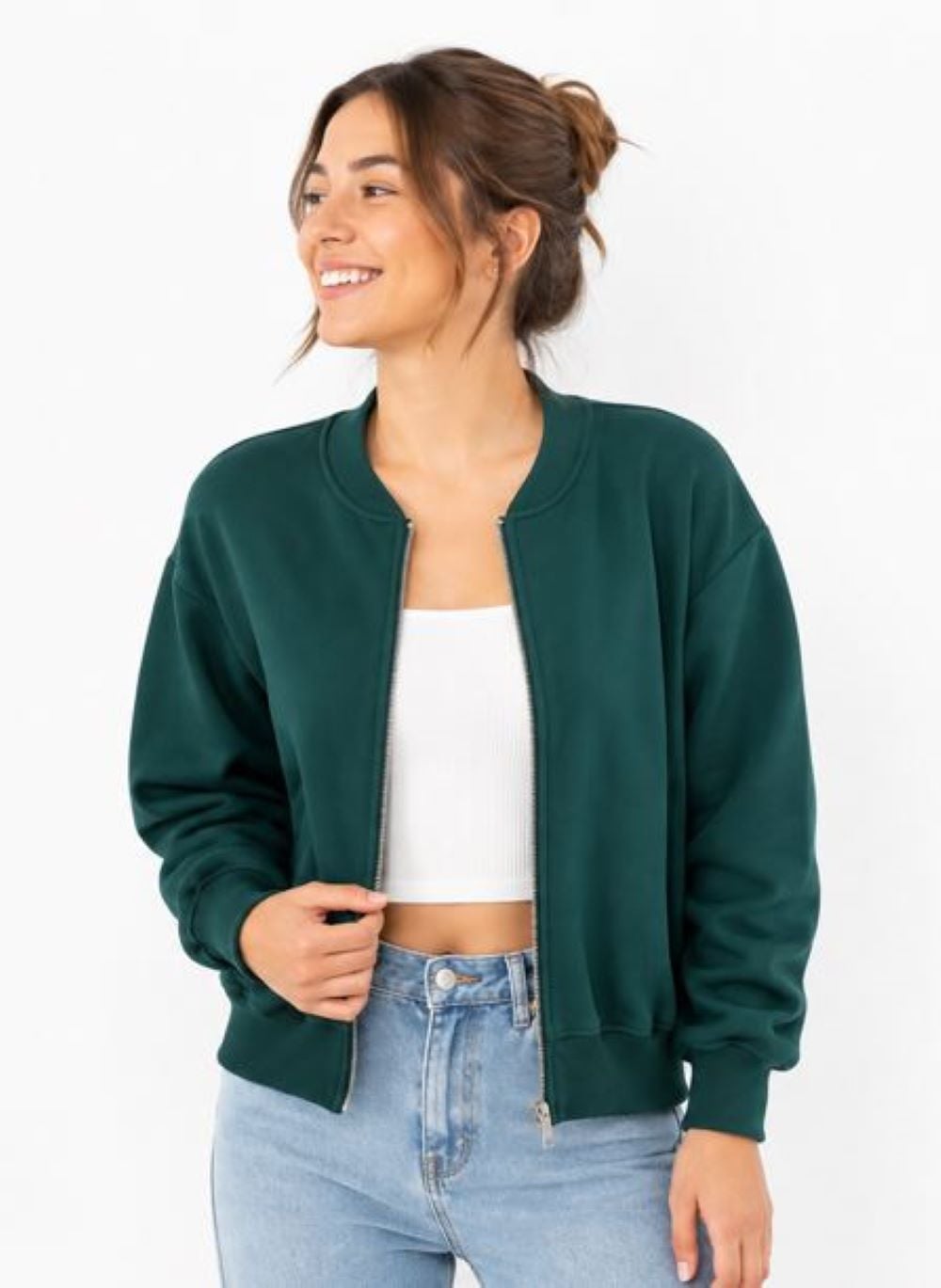 POLERA BOMBER MUJER CON CIERRE | INTERIOR AFRANELADO | - 2
