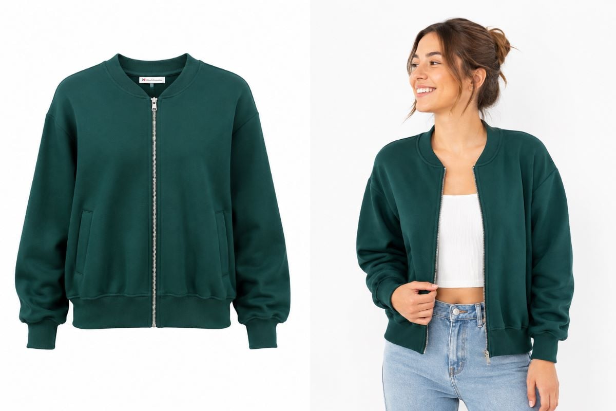 POLERA BOMBER MUJER CON CIERRE | INTERIOR AFRANELADO | - 3