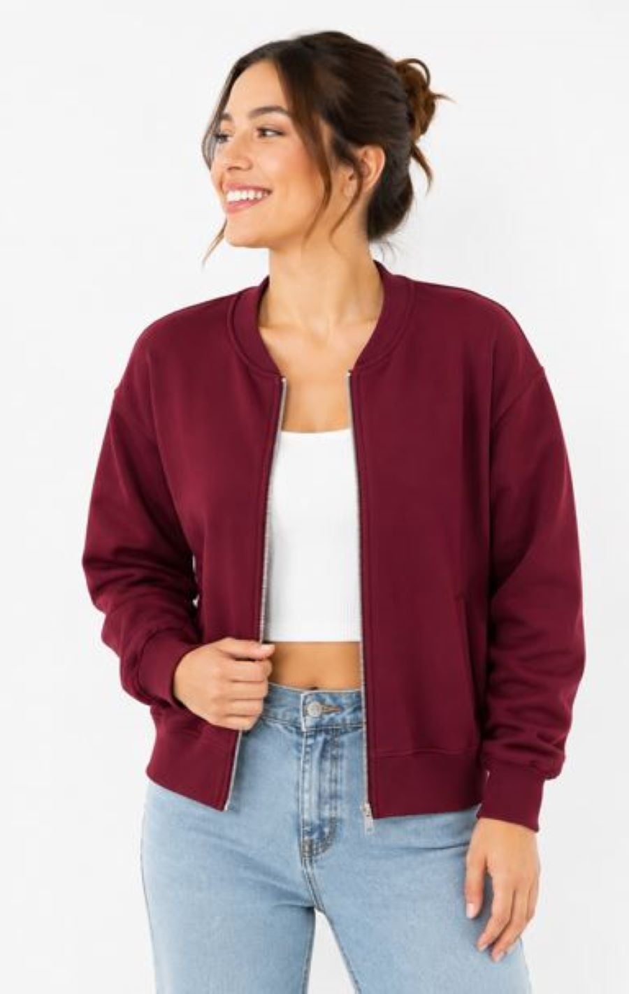POLERA BOMBER MUJER CON CIERRE | INTERIOR AFRANELADO | - 5