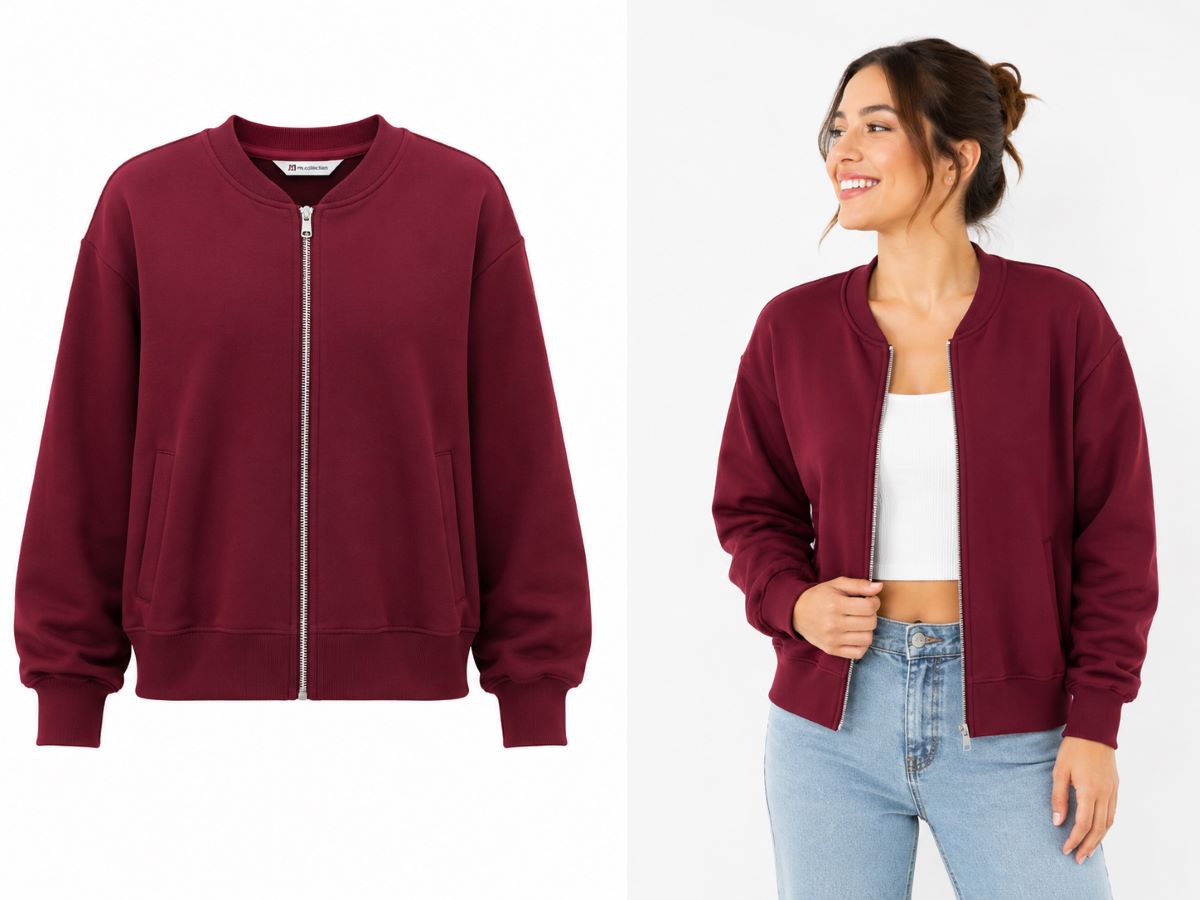 POLERA BOMBER MUJER CON CIERRE | INTERIOR AFRANELADO | - 6