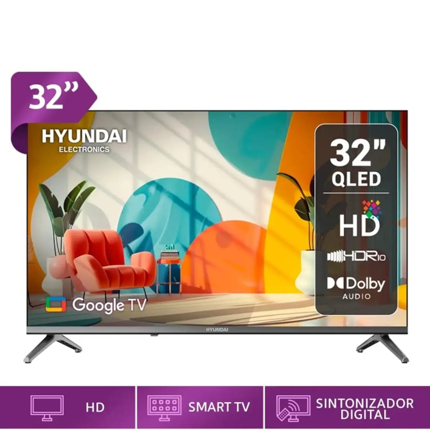 TELEVISOR QLED HYUNDAI 32 HD GOOGLE TV 3.0 HYLED3259QG AÑO 2025 - 1
