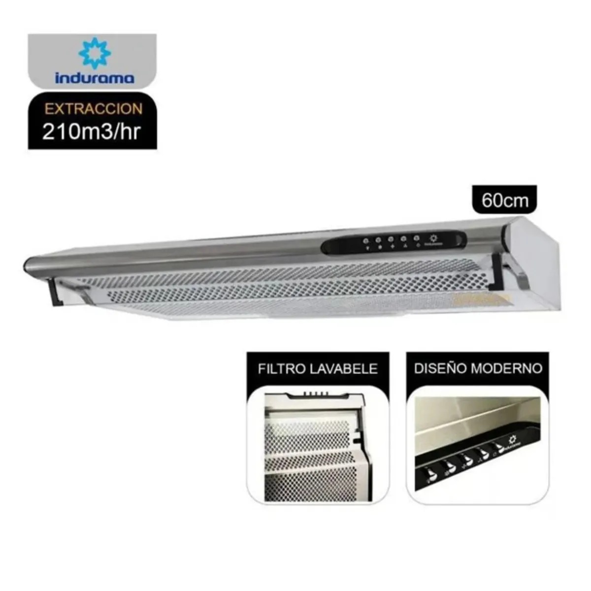 CAMPANA EXTRACTORA INDURAMA 60CM CEI-602CRP - 1