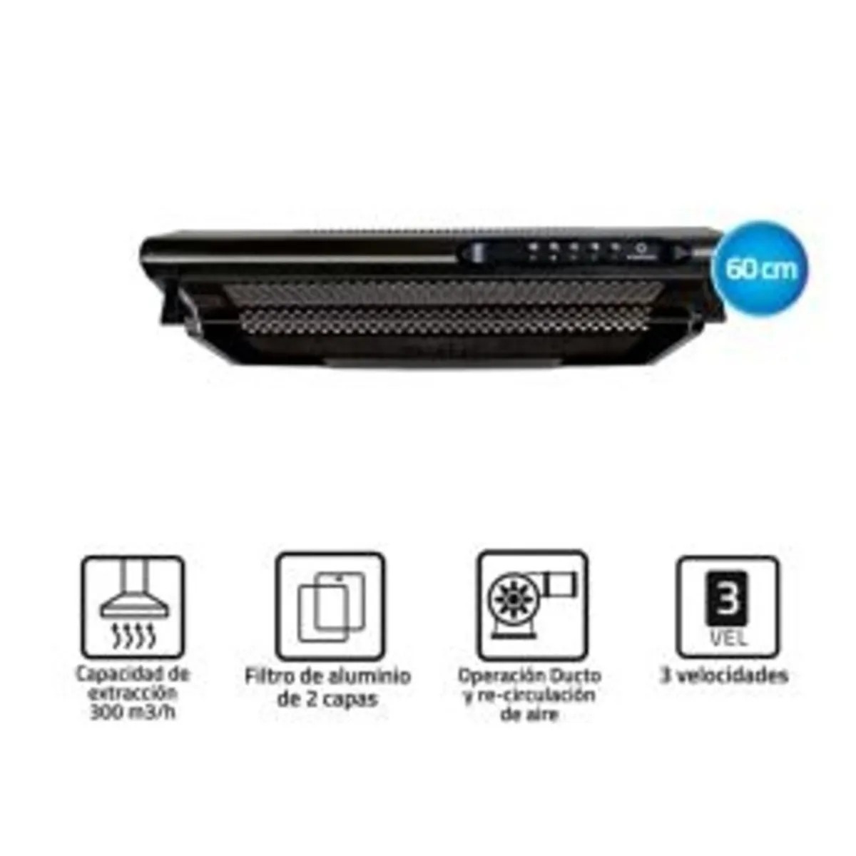 CAMPANA EXTRACTORA INDURAMA 60CM CEI-602NE - 4