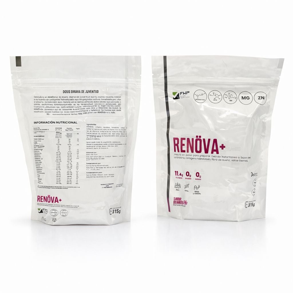 COLÁGENO RENOVA+ CON BIOPEPTIDOS ACTIVOS EN BOLSA 315 GR DE 21 SOBRES -PACK DE 2 BOLSAS - 3