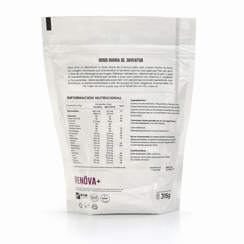 COLÁGENO RENOVA+ CON BIOPEPTIDOS ACTIVOS EN BOLSA 315 GR DE 21 SOBRES - 3
