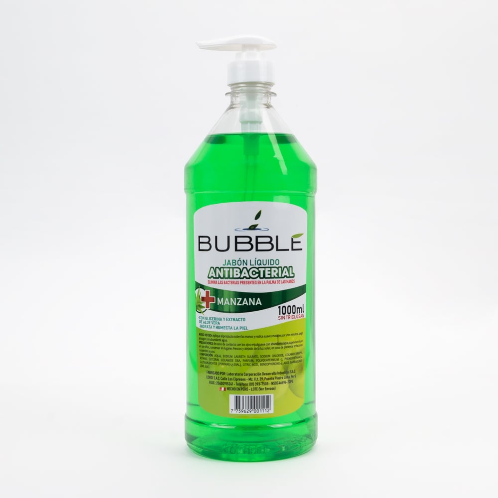JABÓN LÍQUIDO ANTIBACTERIAL BUBBLE MANZANA FCO 1000 ML - 1