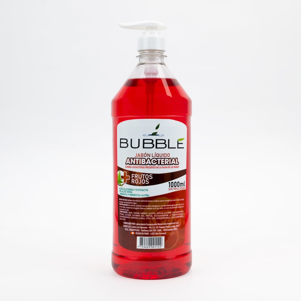 JABÓN LÍQUIDO ANTIBACTERIAL BUBBLE FRUTOS ROJOS FCO 1000 ML - 1