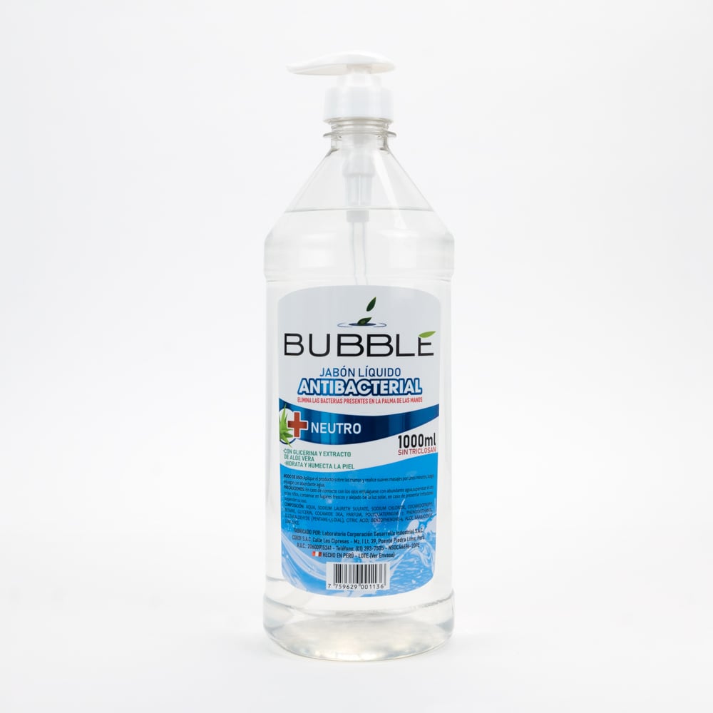 JABÓN LÍQUIDO ANTIBACTERIAL BUBBLE NEUTRO FCO 1000 ML - 1