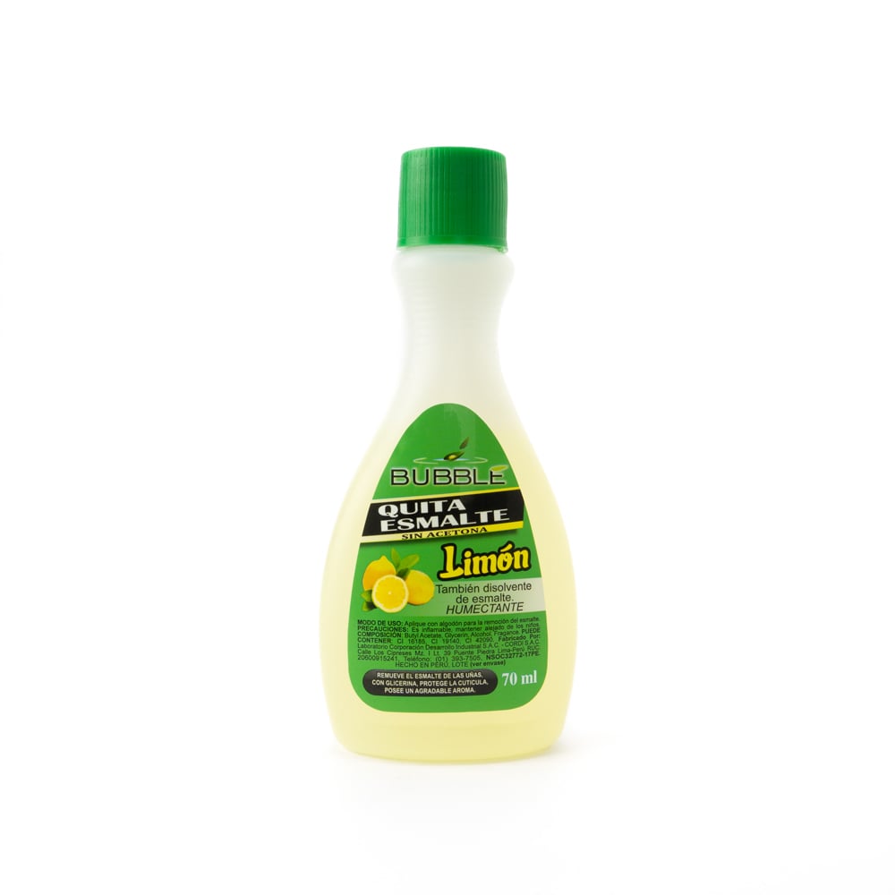 QUITA ESMALTE SIN ACETONA BUBBLE DE LIMÓN FCO 70 ML - 1