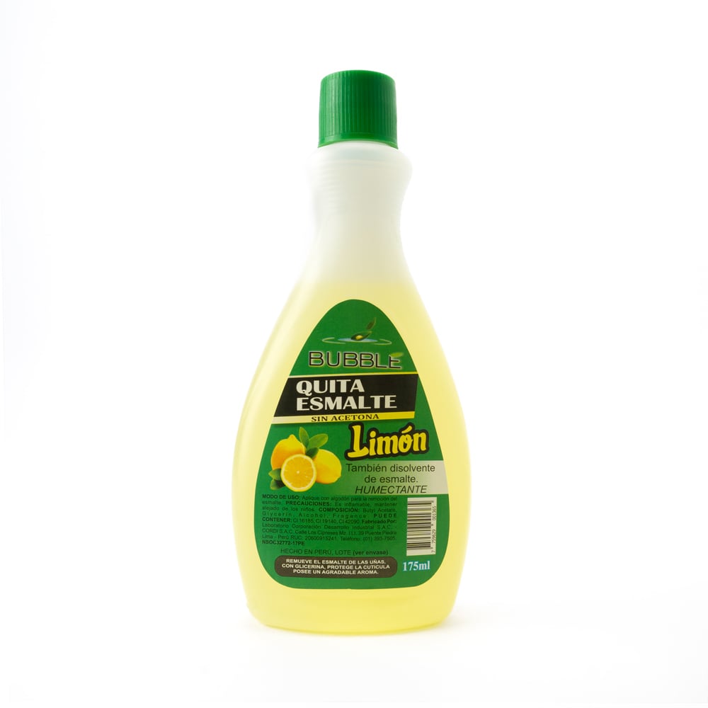 QUITA ESMALTE SIN ACETONA BUBBLE DE LIMÓN FCO 175 ML - 1