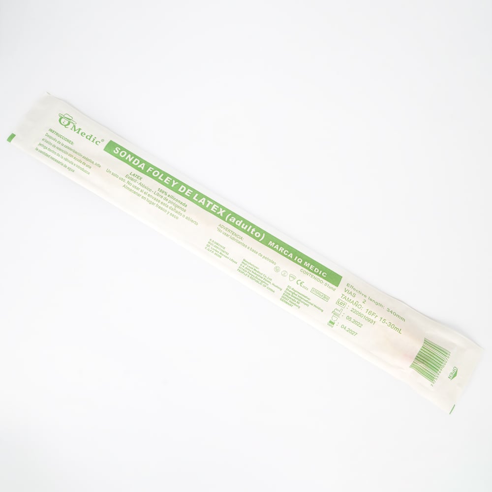 SONDA FOLEY DE LATEX 2 VÍAS NO. 16 FR IQ MEDIC - 3
