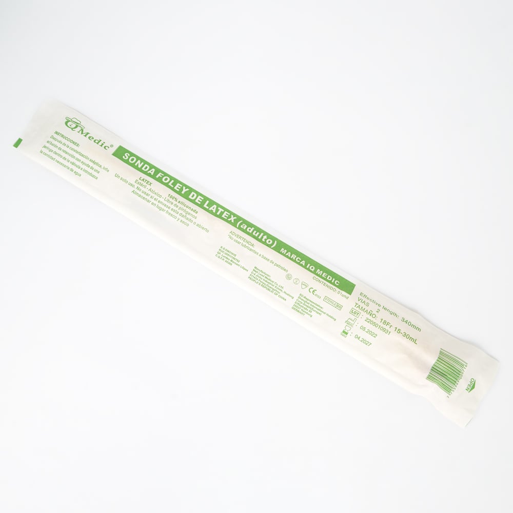 SONDA FOLEY DE LATEX 2 VÍAS NO. 18 FR IQ MEDIC - 3