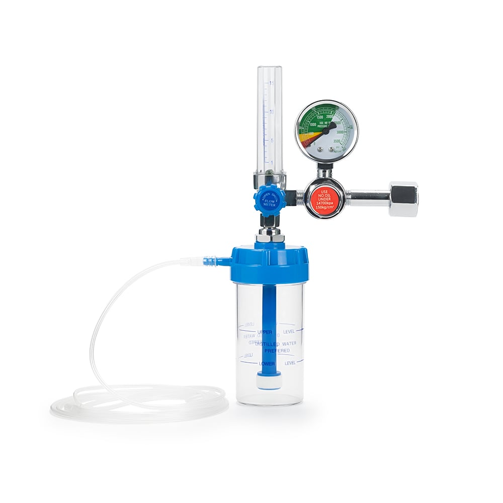 MANÓMETRO REGULADOR DE OXÍGENO CON FLUJÓMETRO DE 15 LPM Y VASO HUMIDIFICADOR - 1