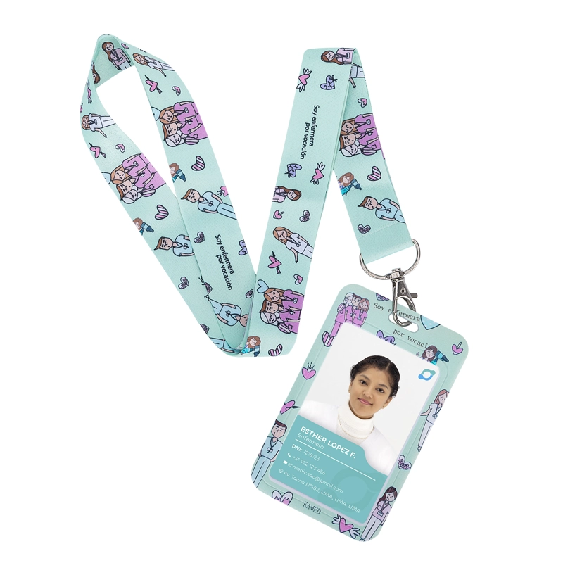 PORTA FOTOCHECK DE PVC Y LANYARD KAMED DISEÑO MÉDICO - 1