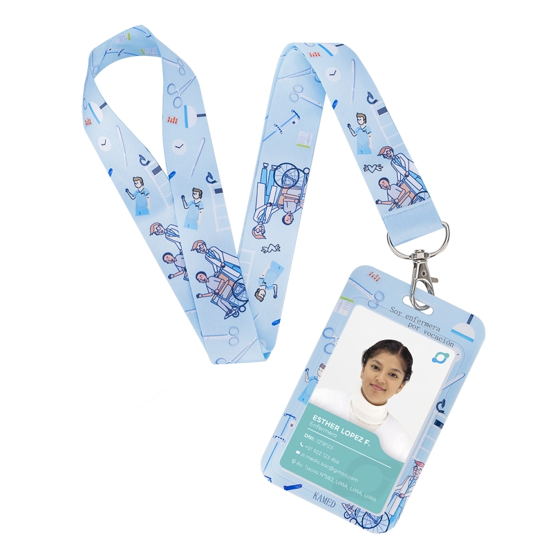 PORTA FOTOCHECK DE PVC Y LANYARD KAMED DISEÑO MÉDICO - 1