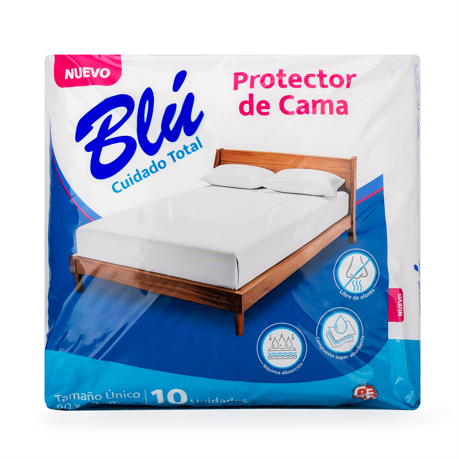 PROTECTOR DE CAMA BLÚ DE 90 X 60 CM PAQUETE 10 UND - 1