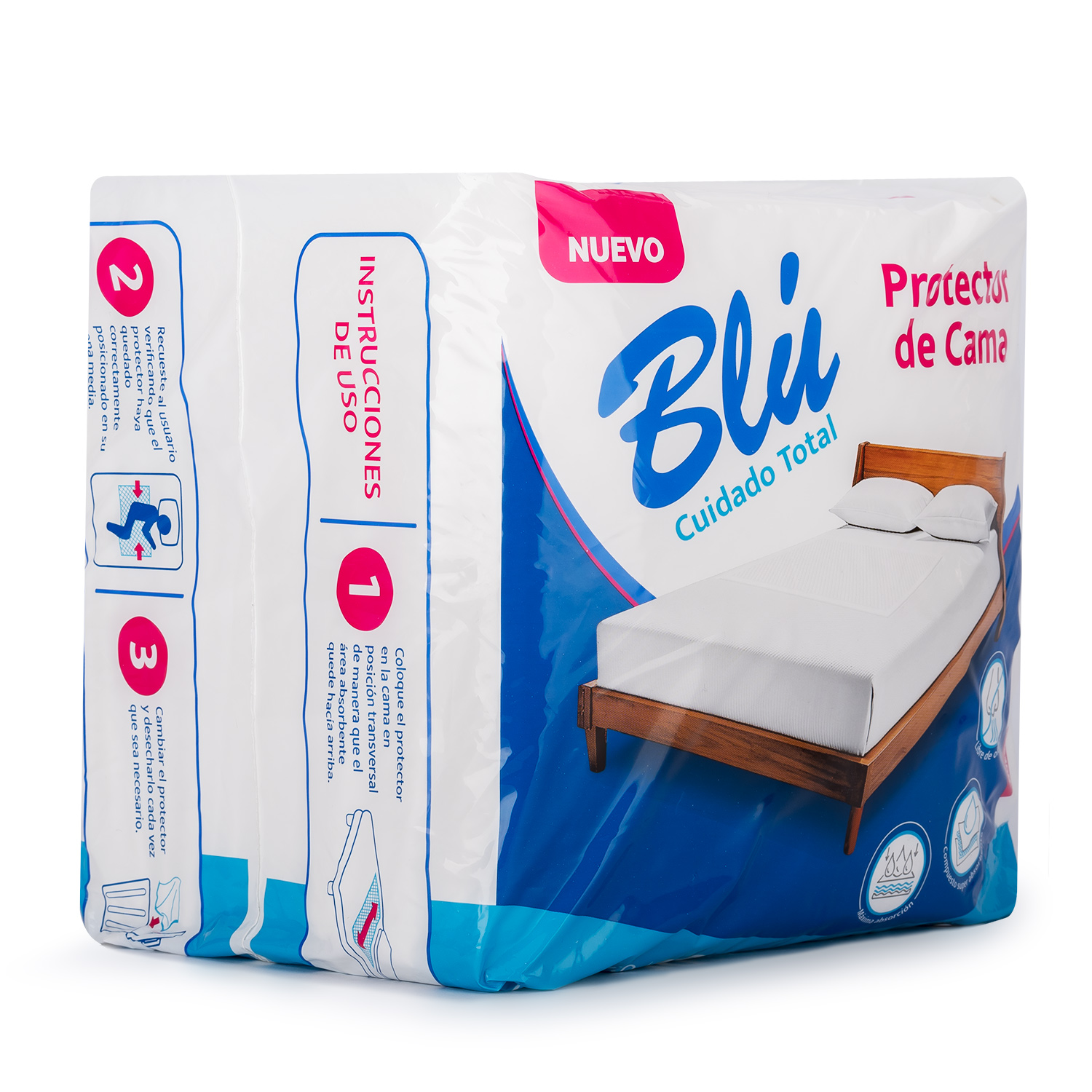 PROTECTOR DE CAMA BLÚ DE 90 X 60 CM PAQUETE 10 UND - 2