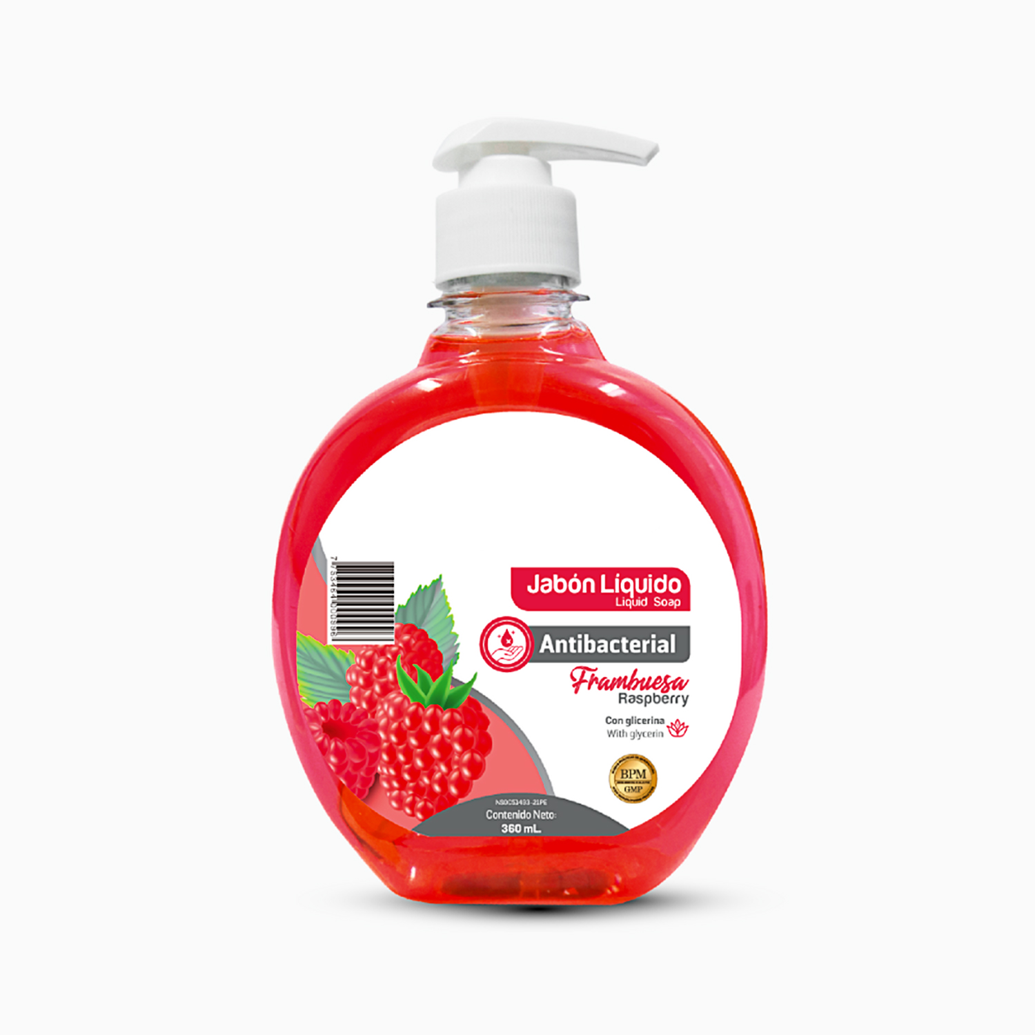 JABÓN LÍQUIDO ANTIBACTERIAL DE 360 ML FRAMBUESA - 1
