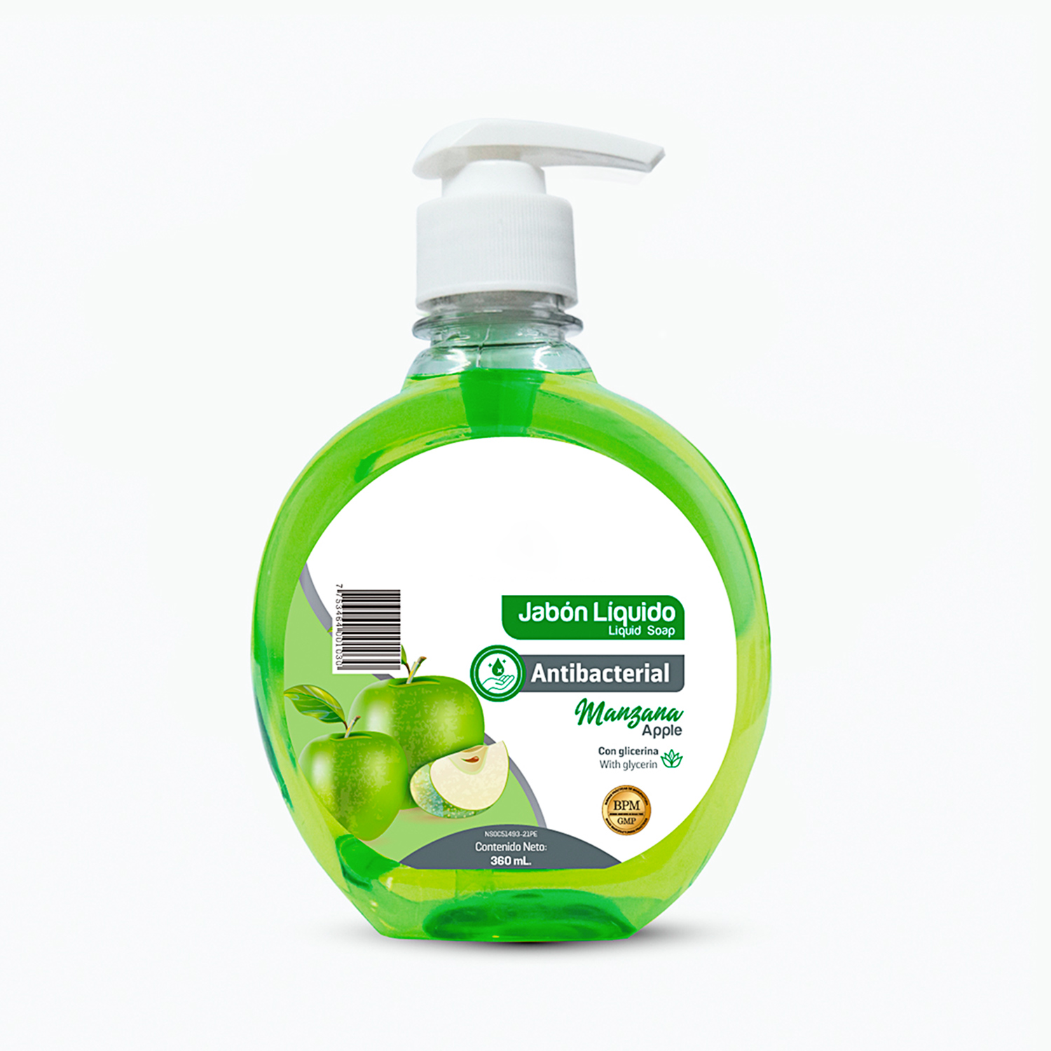 JABÓN LÍQUIDO ANTIBACTERIAL DE 360 ML MANZANA - 1