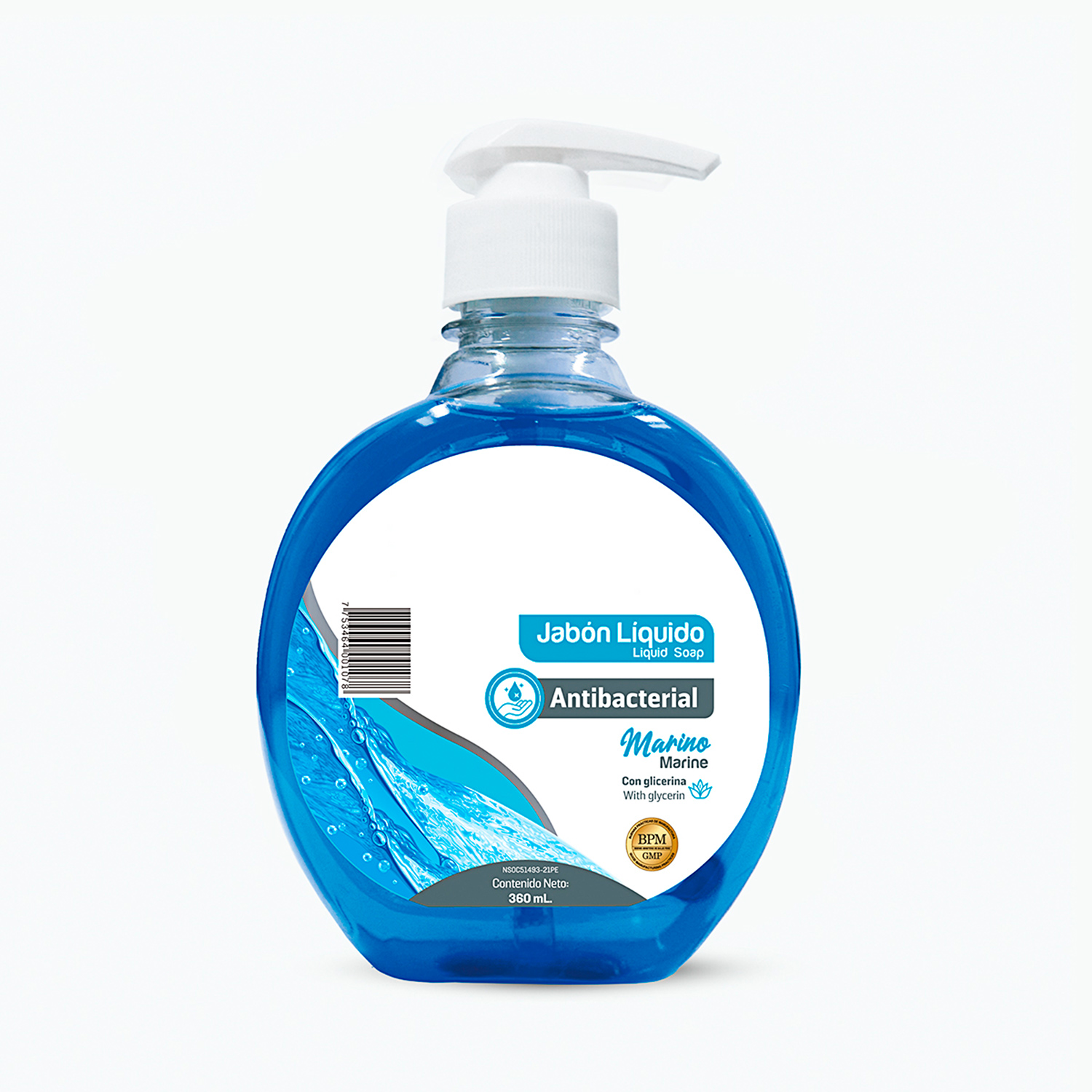 JABÓN LÍQUIDO ANTIBACTERIAL DE 360 ML MARINO - 1