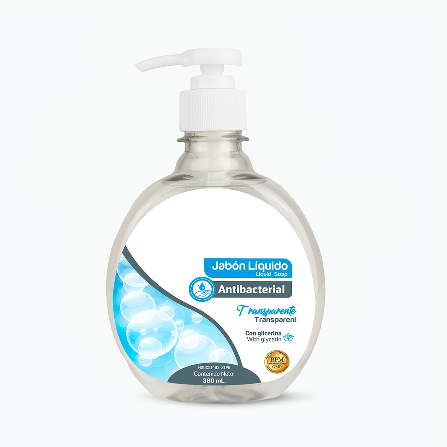 JABÓN LÍQUIDO ANTIBACTERIAL DE 360 ML TRANSPARENTE - 1