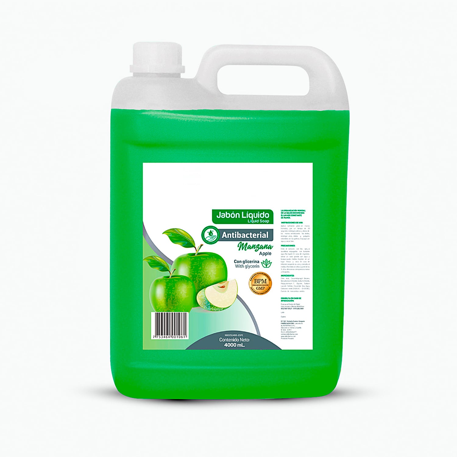 JABÓN LÍQUIDO ANTIBACTERIAL DE 4000 ML MANZANA - 1