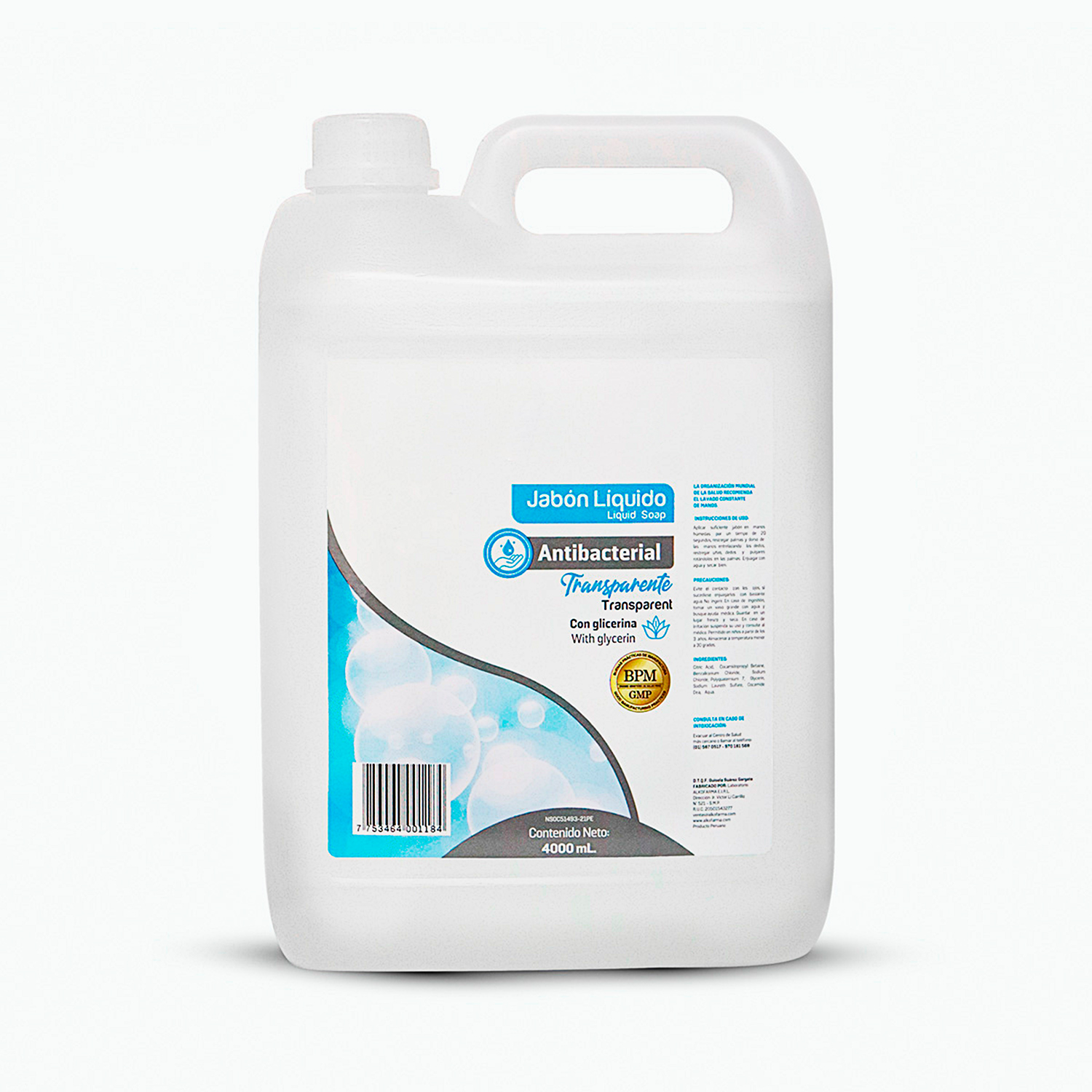JABÓN LÍQUIDO ANTIBACTERIAL DE 4000 ML TRANSPARENTE - 1
