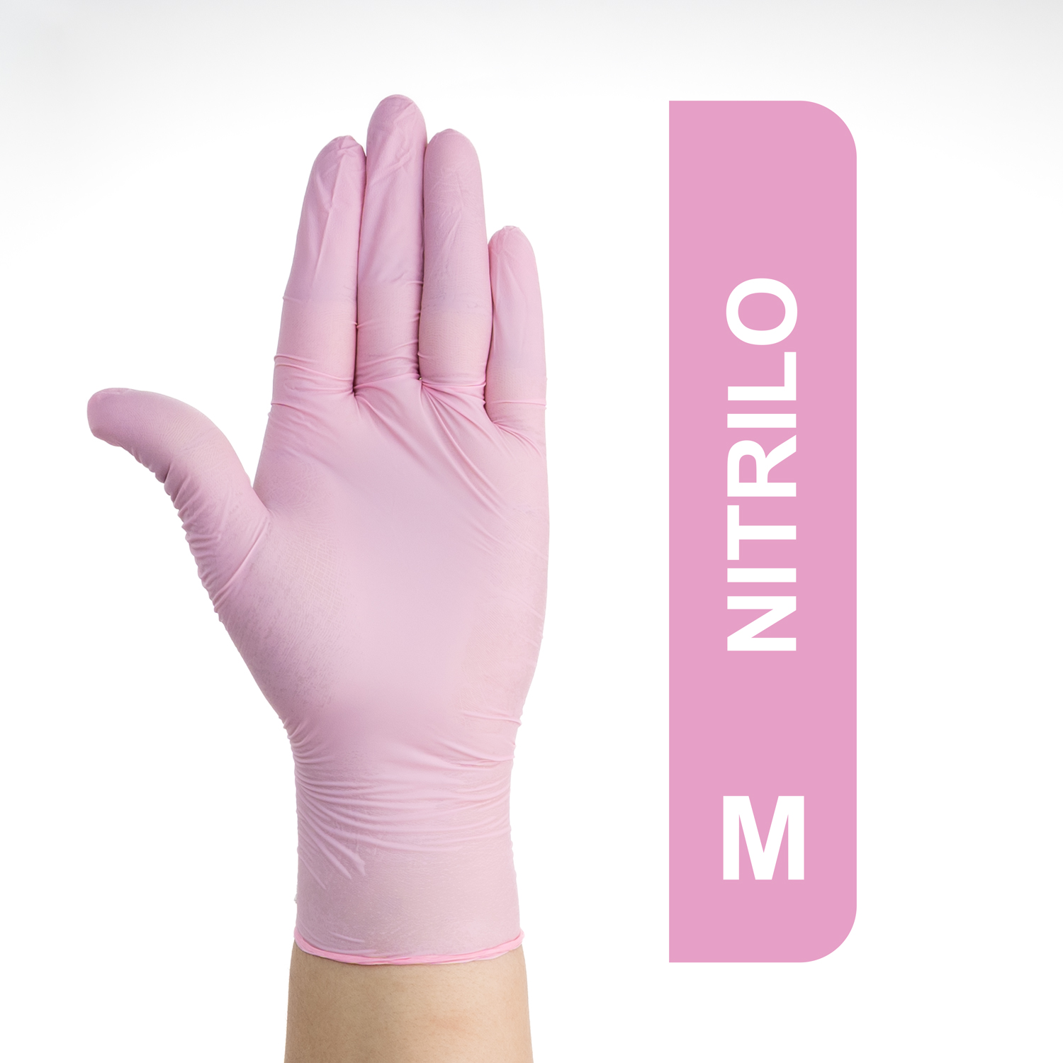 GUANTES DE NITRILO DESCARTABLES ROSADOS TALLA M CAJA 100 UND - 1